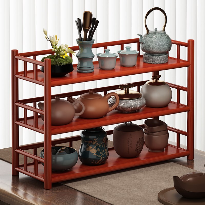 桌面博古架小型桌上中式茶杯架紫砂壶茶具收纳架茶V叶架摆件置物 - 图1