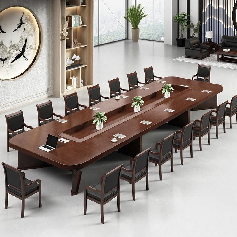 办公家具会议桌实木贴皮大型会议长桌椭圆形桌子椅组合简约现代,淘宝优惠券,粉丝福利购,淘宝优惠卷