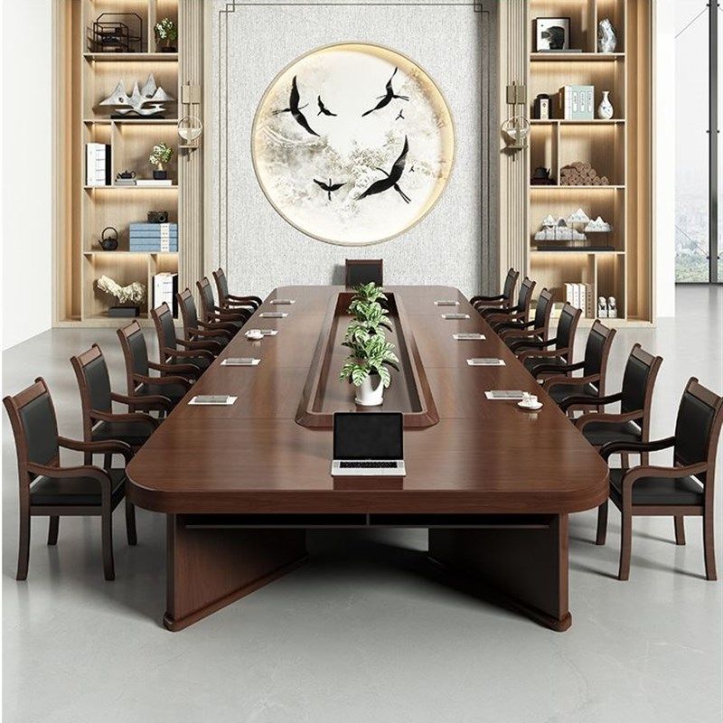 办公家具会议桌实木贴皮大型会议长桌椭圆形桌子椅组合简约现代,淘宝优惠券,粉丝福利购,淘宝优惠卷