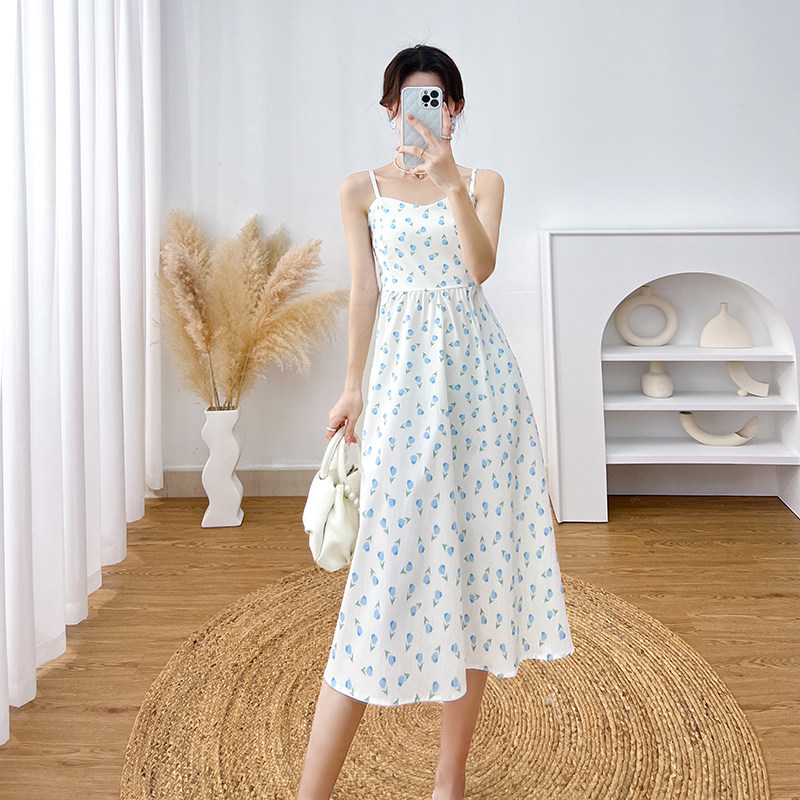 哺乳连衣裙夏季外出新款中长款碎花收腰百搭显瘦产后喂奶吊带裙潮,淘宝优惠券,粉丝福利购,淘宝优惠卷