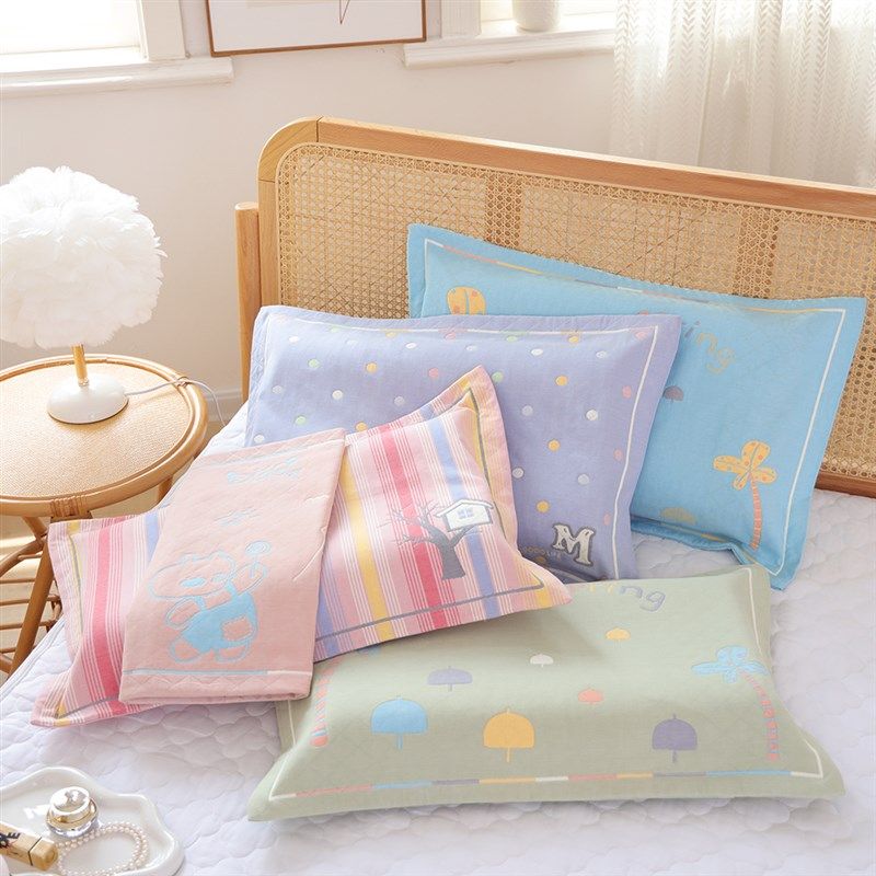 纯棉纱布枕套新款柔软透气枕头套儿童家用全棉单人吸汗枕芯内胆套,淘宝优惠券,粉丝福利购,淘宝优惠卷