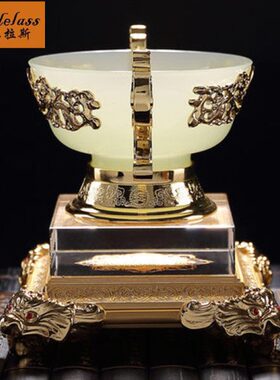 班德拉斯玉碗呈祥琉璃玉结婚礼物婚房摆设品 家居乔迁装饰精品