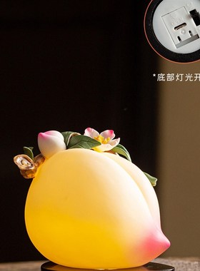 寿桃摆件陶瓷工艺品堂装饰供桌用品家居饰品送老人贺寿祝寿礼品