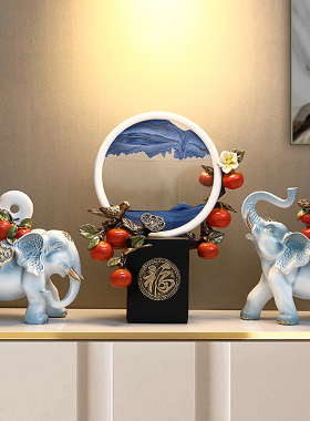 新中式创意柿子招财象摆件家居玄关电视柜酒柜装饰品乔迁新居礼品