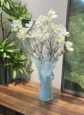 蓝色花边花瓶手工白菜花瓶家居好物客厅摆件卧室摆件桌面简约花瓶