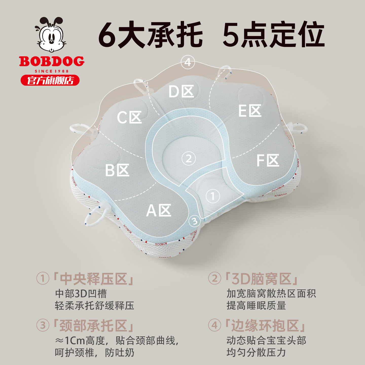 巴布豆定型枕婴儿枕头0到6个月新生儿专用头型矫正宝宝防偏头6-12,淘宝优惠券,粉丝福利购,淘宝优惠卷