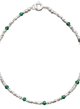 荧光 990纯银珠小碎银子手链祖母绿闺蜜简约礼物转运送女朋友细款