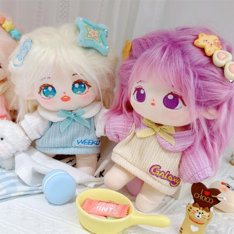 现货20cm棉花娃娃毛绒玩具娃衣服粉蓝紫翻领撞色针织衫可换装套装,淘宝优惠券,粉丝福利购,淘宝优惠卷