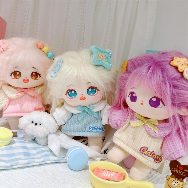 现货20cm棉花娃娃毛绒玩具娃衣服粉蓝紫翻领撞色针织衫可换装套装,淘宝优惠券,粉丝福利购,淘宝优惠卷