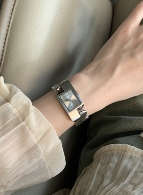 中古小银表  新款2023复古高级独特设计轻奢小众梯形石英手表女