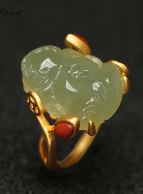 。打麻将赢钱神器把把胡逢赌必赢貔貅水晶戒指天然妈妈母亲礼