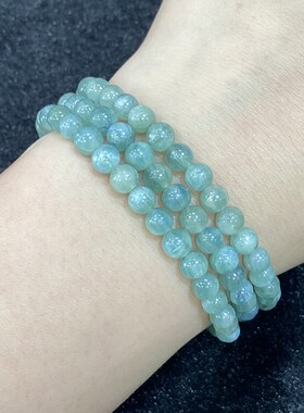 天然蓝绿晶三圈手链女款时尚小清新简约水晶多圈手串饰品礼物百搭