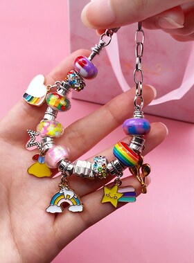 儿童手链手工diy材料包女孩穿珠子串珠玩具公主礼物项链首饰套装