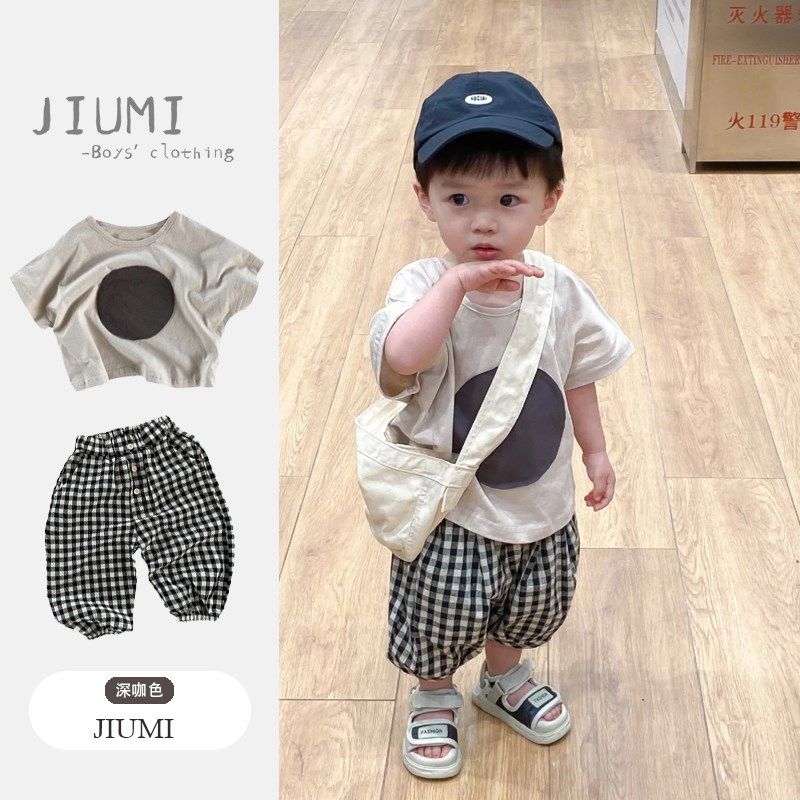男童夏季套装男宝宝帅气宽松半袖t恤2儿童阔腿七分裤男孩夏装童装,淘宝优惠券,粉丝福利购,淘宝优惠卷