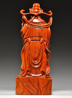 花梨木文财神爷佛像雕刻摆件实木财神家居装饰红木工艺品开业送礼