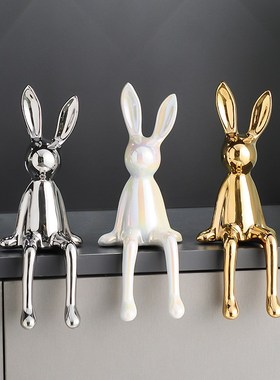 网红长耳兔坐姿摆件轻奢高档软装家居客厅电视柜酒柜高级感装饰品