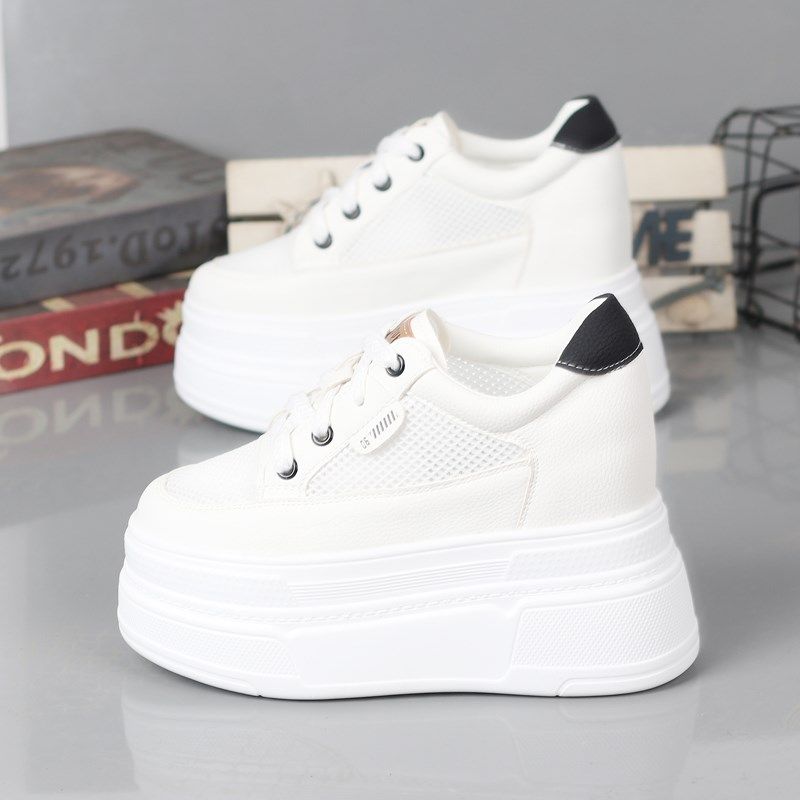 超高跟12cm小白鞋女小个子厚底内增高10-12cm松糕鞋百搭休闲网鞋,淘宝优惠券,粉丝福利购,淘宝优惠卷