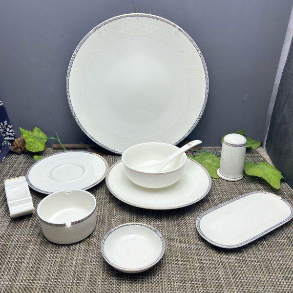陶瓷高档酒店陶瓷金边摆台餐具新中式会所盘碗骨碟筷架汤勺茶杯,淘宝优惠券,粉丝福利购,淘宝优惠卷
