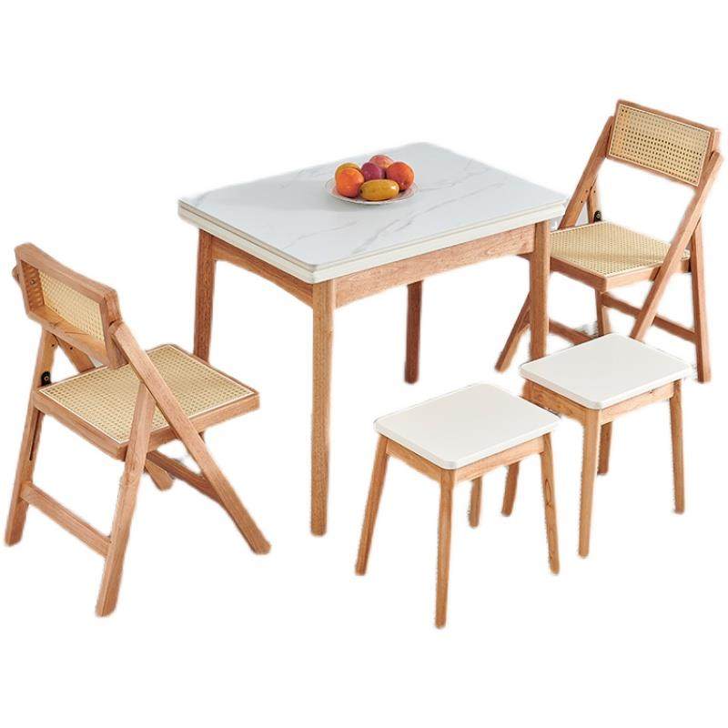 9U小户型岩板餐桌椅组合可伸缩折叠实木饭桌现代简约餐桌省空间家,淘宝优惠券,粉丝福利购,淘宝优惠卷