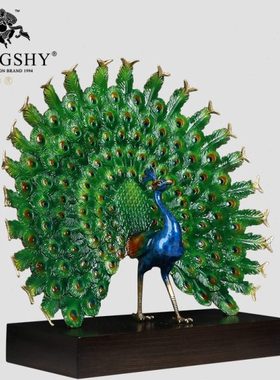 梦使全铜孔雀摆件荣华富贵摆设孔雀开屏玄关客厅书房装饰品礼品