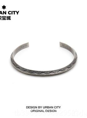 高档印度民族格覆侣古日式风格图腾雕刻图案古银男女情潮牌风钛手