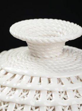 东方泥土 小天地方圆瓷瓶摆件 中式家居客厅博古架酒柜装饰工艺品