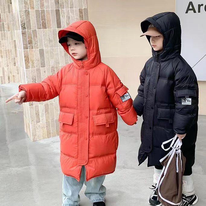 史努比儿童羽绒服男童中长款过膝冬季女2025冬装加厚保暖宝宝外套