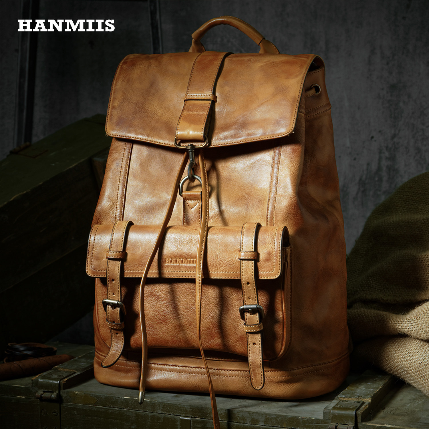 HANMIIS汉名仕头层牛皮 大容量双肩包旅行袋包全真皮男士背包书包,淘宝优惠券,粉丝福利购,淘宝优惠卷