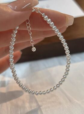 新款海蓝宝石带钻休闲女生闺蜜礼物饰品轻奢气质小珍珠手链