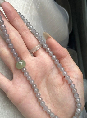 庆祥泰天然和田玉双层叠带小众精致设计烟灰色双圈手链6mmHOT