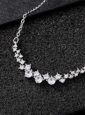 华丽璀璨星光锆石满钻吊坠 微笑样式女项链HOT精美高级项链