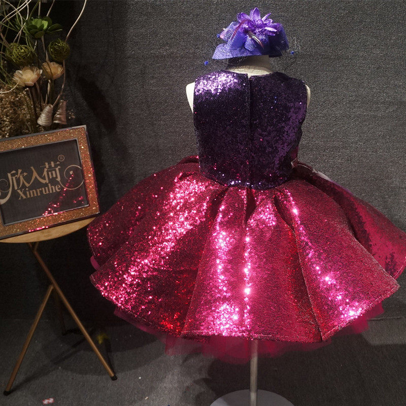 儿童紫色渐变短款蓬蓬裙女童主持中国风合唱走秀演出服,淘宝优惠券,粉丝福利购,淘宝优惠卷