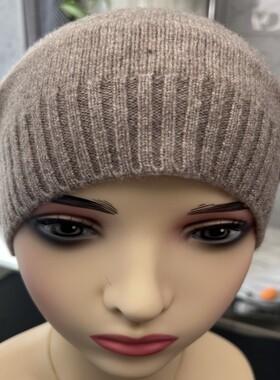 秋冬男女通用纯色保暖套头礼帽户外帽加厚百搭针织情侣纯羊毛帽子