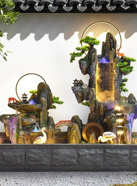 户外假山流水喷泉循环水景庭院花园露台大型鱼池造景装饰布置摆件