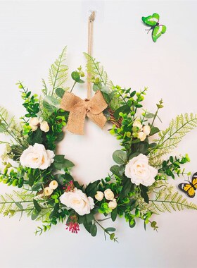 客厅电视背景墙面装饰品墙壁挂件花环卧室房间门上床头花朵小挂饰