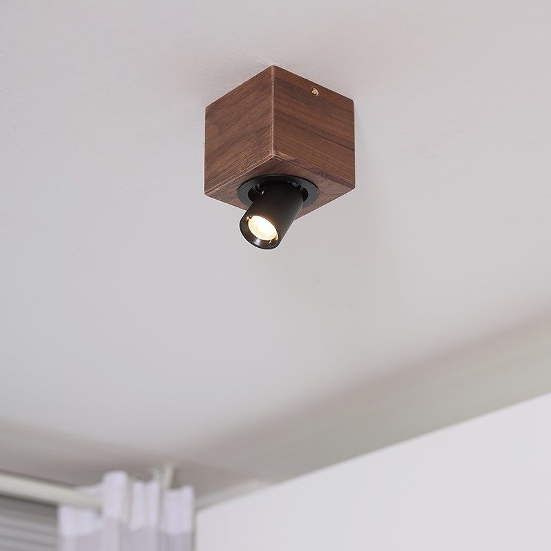 北美黑胡桃木LED明装射灯无主灯客厅卧室走廊阳台拉伸调节木质灯,淘宝优惠券,粉丝福利购,淘宝优惠卷