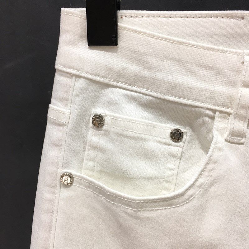 欧版白色牛仔裤男九分裤高端潮流轻奢休闲弹力修身九分裤夏季薄款,淘宝优惠券,粉丝福利购,淘宝优惠卷