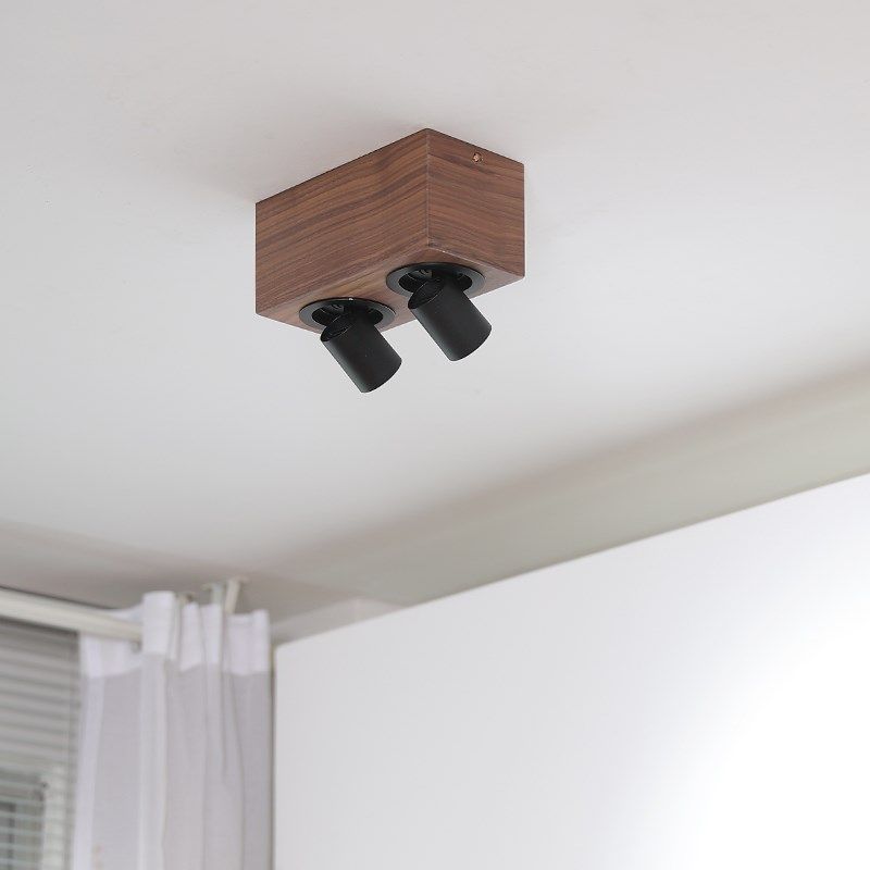北美黑胡桃木LED明装射灯无主灯客厅卧室走廊阳台拉伸调节木质灯,淘宝优惠券,粉丝福利购,淘宝优惠卷
