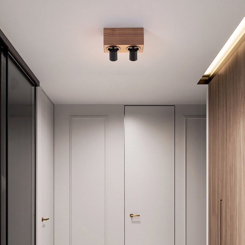 北美黑胡桃木LED明装射灯无主灯客厅卧室走廊阳台拉伸调节木质灯,淘宝优惠券,粉丝福利购,淘宝优惠卷