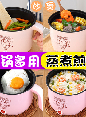 锅宿舍学生锅泡面锅单人插电小型低功率可煎炒炒炖煮蒸两用一体锅