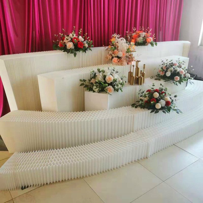 婚庆道具折叠甜品台自由折柱台路引纸质摆台商场橱窗会展中岛展台 - 图3