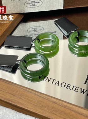天然和田玉戒指碧玉戒指菠菜绿戒圈飘花玉戒指翡翠戒指情侣款送礼