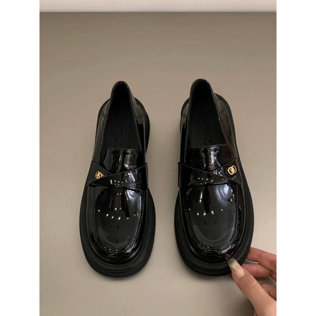 2025年春夏新款乐福鞋女复古厚底粗跟一脚蹬黑色英伦小皮鞋单鞋,淘宝优惠券,粉丝福利购,淘宝优惠卷