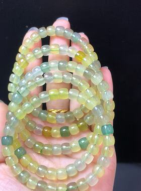 天然苹果绿玛瑙直切手链时尚糯粉车轮珠手链柱子手链药片车轮珠