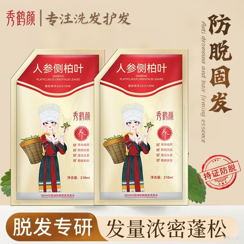 拍一发二【人参侧柏叶】秀鹤颜防脱固发洗发露强韧发丝-T,淘宝优惠券,粉丝福利购,淘宝优惠卷