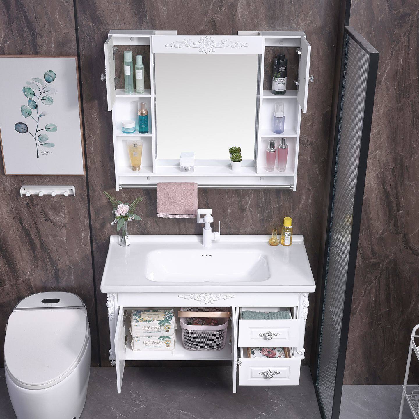 PVC浴室柜组合洗漱台小户型卫生间洗脸盆洗手盆洗面简约卫浴套装,淘宝优惠券,粉丝福利购,淘宝优惠卷