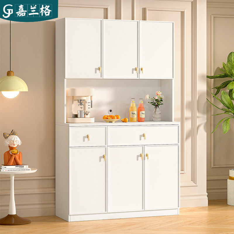 法式奶油风岩板餐边柜靠墙边柜家用厨房烤箱微波炉储物柜收纳柜子,淘宝优惠券,粉丝福利购,淘宝优惠卷