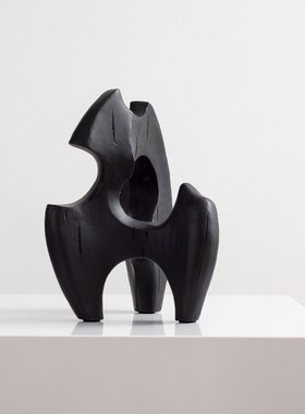 简约现代黑色抽象雕塑摆件客厅玄关柜案几桌面陈设售楼处柜子饰品