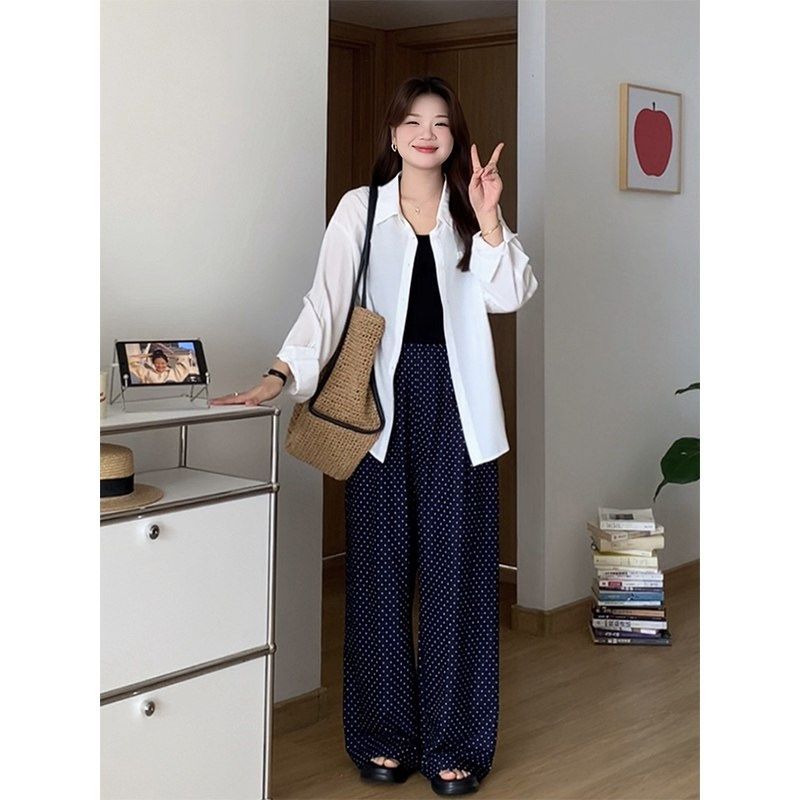 微胖的喵喵 大码女装梨形mm初夏穿搭休闲显瘦高腰波点阔腿裤 2190,淘宝优惠券,粉丝福利购,淘宝优惠卷