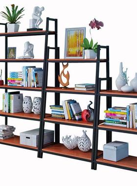 现货钢木书架简易铁艺货架多层置物架家居客厅架子展示架